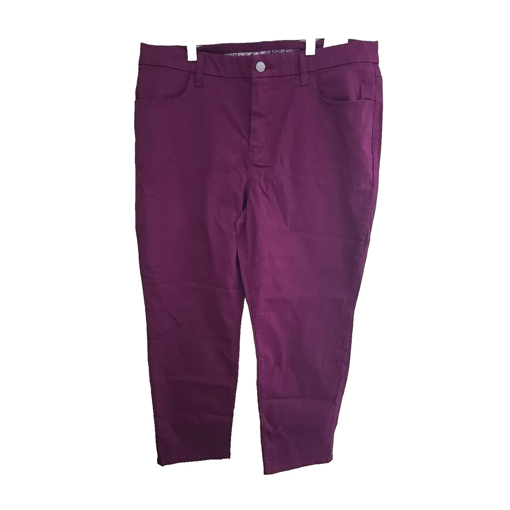 NWT Chico's Burgundy‎ Perfect Stretch Girlfriend Slim Ankle Pants Womans Size 14